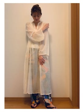 「部屋撮り」｜「アイテム（ワンピース/ドレス）」を使った、sakioさん（レディース・170cm）の春コーディネート