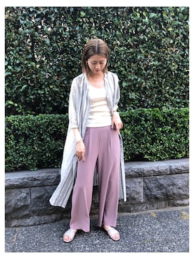 「アイテム（シャツワンピース、ブラック系）」を使った、sakioさん（レディース・170cm）の夏コーディネート