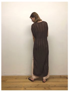 「アイテム（トップス、ブラウン系）」を使った、sakioさん（レディース・170cm）の夏コーディネート