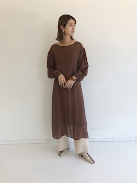 「VACANCY（ヴァカンシー）のアイテム（パンツ）」を使った、sakioさん（レディース・170cm）の秋コーディネート