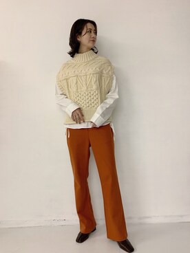 「VACANCY（ヴァカンシー）のアイテム（パンツ）」を使った、sakioさん（レディース・170cm）の秋コーディネート