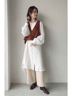 「VACANCY（ヴァカンシー）のアイテム（パンツ）」を使った、sakioさん（レディース・170cm）の秋コーディネート