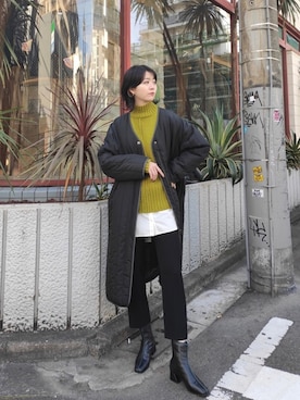 「ピスタチオ」｜「アイテム（その他アウター）」を使った、sakioさん（レディース・170cm）の冬コーディネート