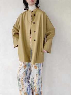 「アイテム（パンツ、イエロー系）」を使った、sakioさん（レディース・170cm）の冬コーディネート