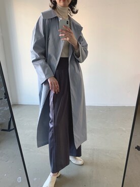 「カラーコート」｜「アイテム（トレンチコート）」を使った、sakioさん（レディース・170cm）の冬コーディネート