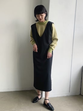 「Vネック」｜sakioさん（レディース・170cm）の冬コーディネート
