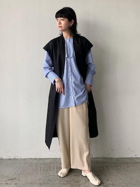 「足袋」｜「アイテム（ノーカラーコート）」を使った、sakioさん（レディース・170cm）の冬コーディネート