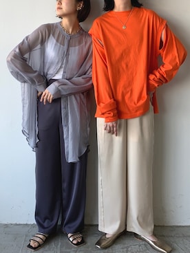 「VACANCY（ヴァカンシー）のアイテム（パンツ）」を使った、sakioさん（レディース・170cm）の春コーディネート