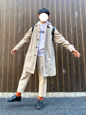「RAGEBLUE（レイジブルー）のアイテム（ステンカラーコート）」を使った、たかさん（メンズ・168cm）の冬コーディネート