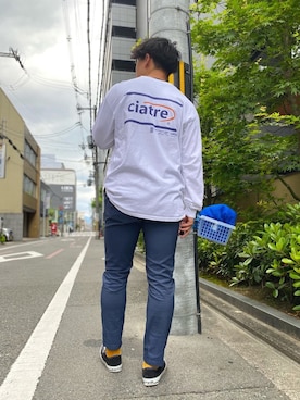 「ciatreのアイテム（Tシャツ/カットソー、ホワイト系）」を使った、たかさん（メンズ・168cm）の春コーディネート