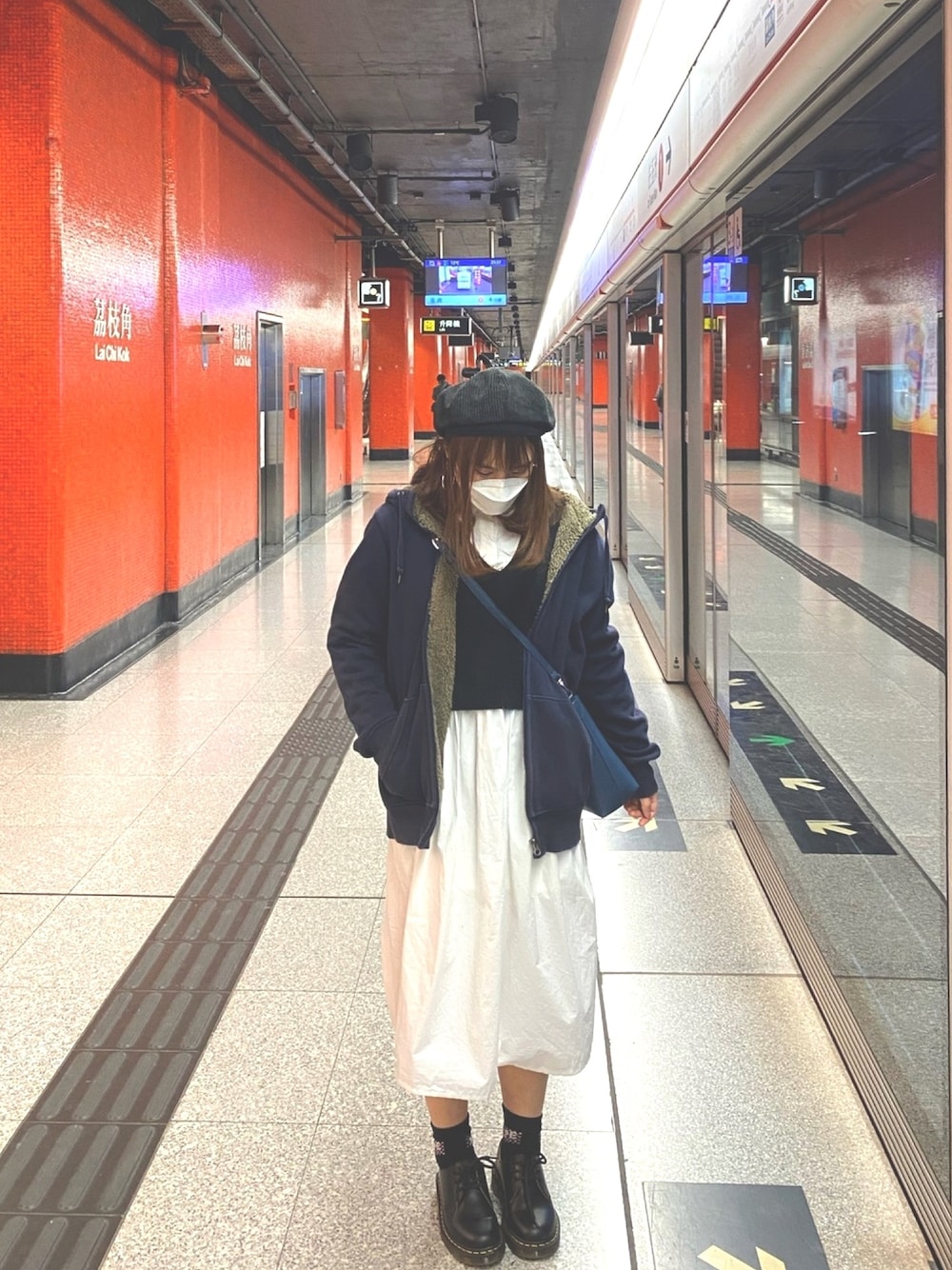 「UNIQLOのアイテム（ジャケット/アウター、ブルー系）」を使った、Manmanさん（レディース・153cm）の冬コーディネートの1枚目の写真