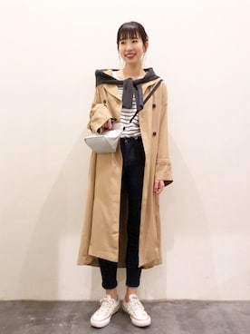 「BAYFLOW」｜「アイテム（トレンチコート）」を使った、yukiさん（レディース・164cm）の春コーディネート