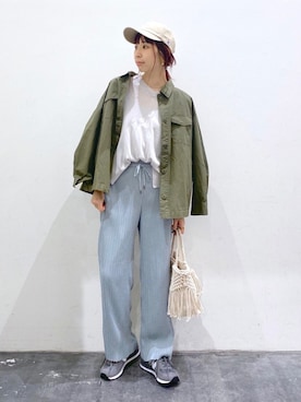 「BAYFLOW(BAYFLOW)」｜「アイテム（ミリタリージャケット）」を使った、yukiさん（レディース・165cm）の春コーディネート