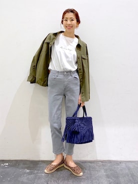 「BAYFLOW(BAYFLOW)」｜「アイテム（ミリタリージャケット）」を使った、yukiさん（レディース・165cm）の春コーディネート