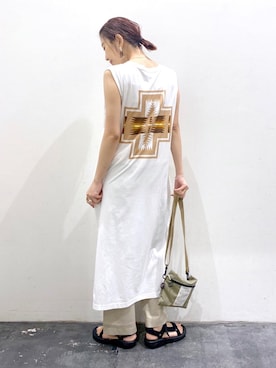 「PENDLETON（ペンドルトン）のアイテム（ワンピース/ドレス）」を使った、yukiさん（レディース・165cm）の春コーディネート