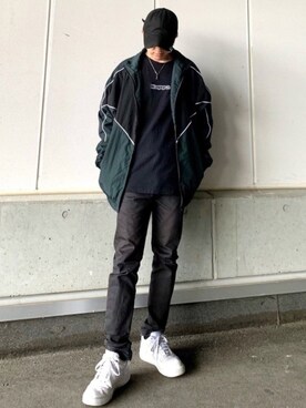 「AIR FORCE 1」｜「アイテム（ブルゾン）」を使った、axxxsi94さん（メンズ・170cm）の春コーディネート