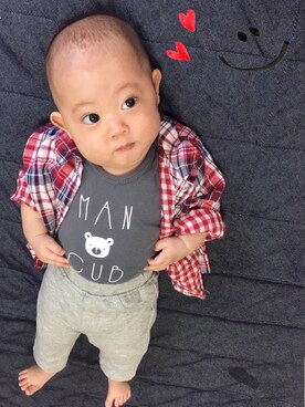 「アイテム（肌着、グレー系）」を使った、Lilyさん（キッズ・60cm）の夏コーディネート