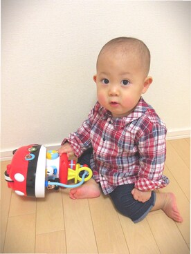 「MIKI HOUSE（ミキハウス）のアイテム（その他パンツ）」を使った、Lilyさん（キッズ・70cm）の冬コーディネート