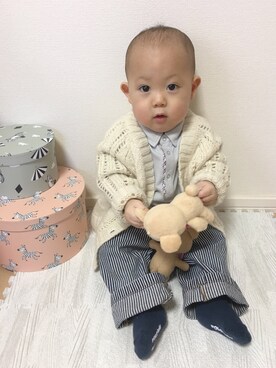 「アイテム（ポロシャツ）」を使った、Lilyさん（キッズ・70cm）の冬コーディネート