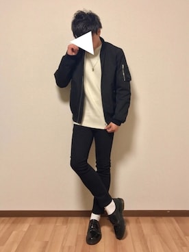 「ドラフトリーバイス」｜「アイテム（ミリタリージャケット）」を使った、ばさばささん（メンズ・171cm）の冬コーディネート