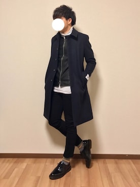「アイテム（ステンカラーコート）」を使った、ばさばささん（メンズ・171cm・10代）の冬コーディネート