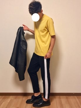 「マーチン」｜「アイテム（ライダースジャケット）」を使った、ばさばささん（メンズ・171cm）の春コーディネート