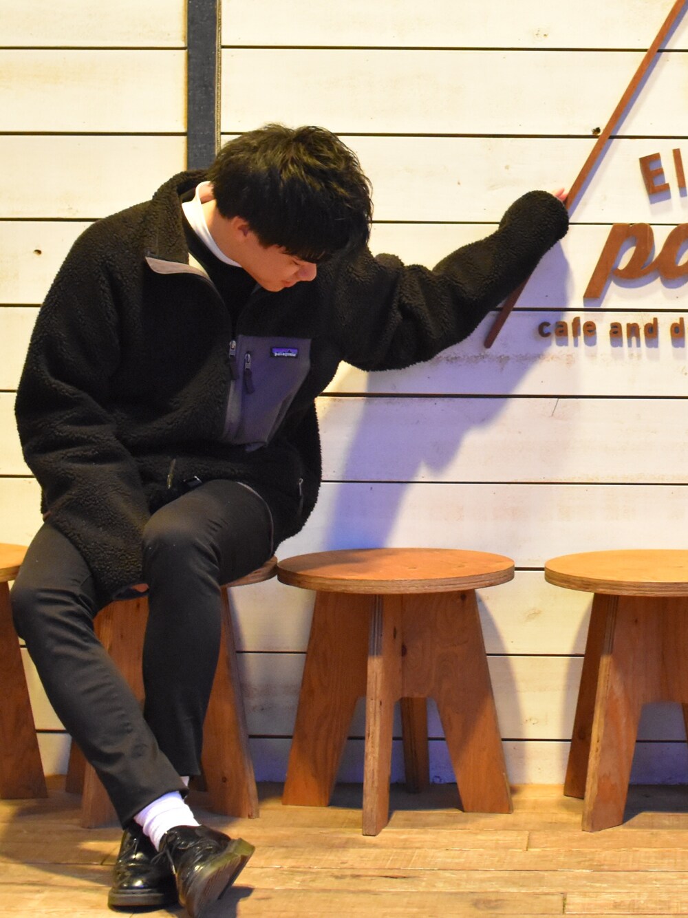 「patagonia、レトロX、パタゴニア、CLANE、GU、タートルネック、無印良品、90’s、ボアジャケット、ボア」｜「patagoniaのWEB限定 patagonia/パタゴニア メンズ・クラシック・レトロX・ジャケット（ブルゾン、ブラック系）」を使った、ばさばささん（メンズ・171cm）の冬コーディネートの1枚目の写真