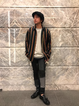 「C-PLUS HEAD WEAR（シープラスヘッドウェアー）のアイテム（キャスケット）」を使った、HIDEさん（メンズ・170cm）の秋コーディネート