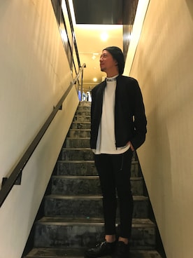 「TATRAS」｜「アイテム（ライダースジャケット）」を使った、HIDEさん（メンズ・170cm）の秋コーディネート
