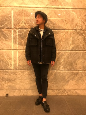 「C-PLUS HEAD WEAR（シープラスヘッドウェアー）のアイテム（キャスケット）」を使った、HIDEさん（メンズ・170cm）の秋コーディネート