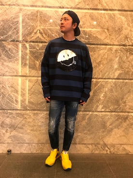 「MARBLES（マーブルズ）のアイテム（帽子）」を使った、HIDEさん（メンズ・170cm）の夏コーディネート