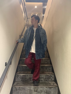 「MINEDENIM（マインデニム）のアイテム（その他アウター）」を使った、HIDEさん（メンズ・170cm）の春コーディネート