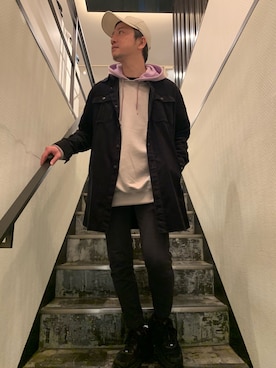 「surt（サート）のアイテム（その他アウター）」を使った、HIDEさん（メンズ・170cm）の春コーディネート