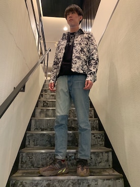 「MINEDENIM（マインデニム）のアイテム（ブルゾン）」を使った、HIDEさん（メンズ・170cm）の春コーディネート