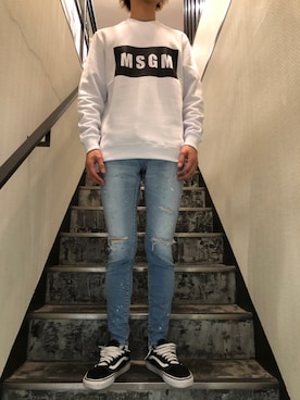 「MSGM（エムエスジーエム）のアイテム（スウェット）」を使った、HIDEさん（メンズ・170cm）の夏コーディネート