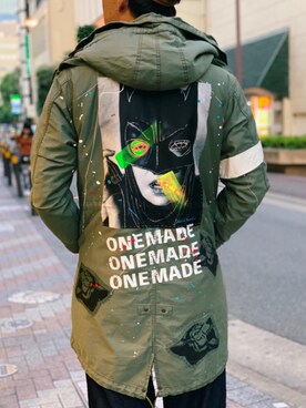 「ONE MADE（ワンメイド）のアイテム（モッズコート）」を使った、HIDEさん（メンズ・170cm）の夏コーディネート