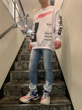 「MSGM（エムエスジーエム）のアイテム（スウェット）」を使った、HIDEさん（メンズ・170cm）の秋コーディネート