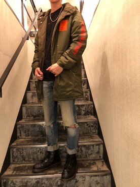 「ONE MADE（ワンメイド）のアイテム（モッズコート）」を使った、HIDEさん（メンズ・170cm）の秋コーディネート