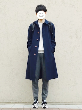 「Steven Alan（スティーブンアラン）のアイテム（ステンカラーコート）」を使った、kitsuneさん（メンズ・182cm）の春コーディネート