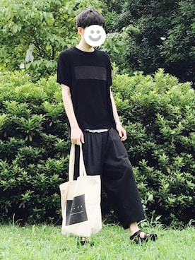 「ENER（イーエヌイーアール）のアイテム」を使った、kitsuneさん（メンズ・182cm）の夏コーディネート