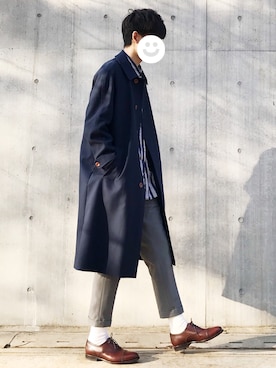 「Steven Alan（スティーブンアラン）のアイテム（ステンカラーコート）」を使った、kitsuneさん（メンズ・182cm）の春コーディネート