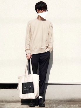 「ENER（イーエヌイーアール）のアイテム」を使った、kitsuneさん（メンズ・182cm）の春コーディネート