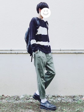「MONKEY TIME（モンキータイム）のアイテム（その他パンツ）」を使った、kitsuneさん（メンズ・182cm）の春コーディネート