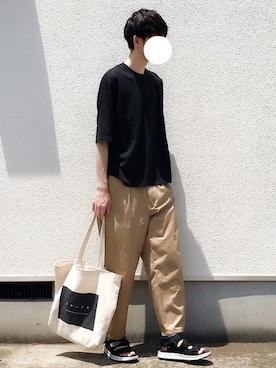 「ENER（イーエヌイーアール）のアイテム」を使った、kitsuneさん（メンズ・182cm）の夏コーディネート