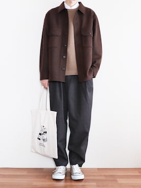 「Traditional Weatherwear（トラディショナルウェザーウェア）のTOTE BAG（トートバッグ）」を使った、kitsuneさん（メンズ・182cm）の秋コーディネート