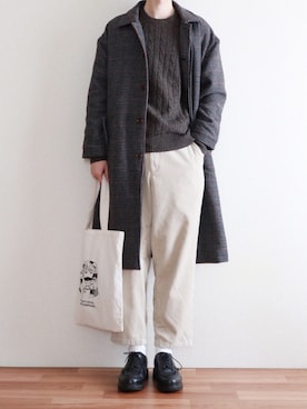 「Traditional Weatherwear（トラディショナルウェザーウェア）のTOTE BAG（トートバッグ）」を使った、kitsuneさん（メンズ・182cm）の秋コーディネート