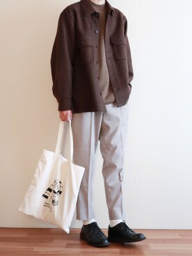 「Traditional Weatherwear（トラディショナルウェザーウェア）のTOTE BAG（トートバッグ）」を使った、kitsuneさん（メンズ・182cm）の秋コーディネート