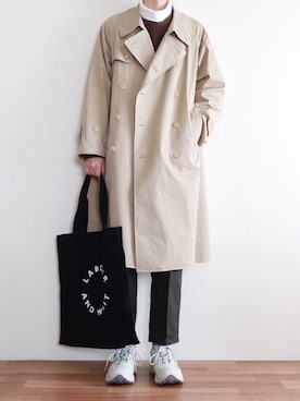 「Steven Alan（スティーブンアラン）のアイテム（トレンチコート）」を使った、kitsuneさん（メンズ・182cm）の冬コーディネート