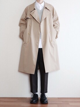 「Steven Alan（スティーブンアラン）のアイテム（トレンチコート）」を使った、kitsuneさん（メンズ・182cm）の冬コーディネート