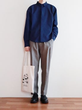 「stein（シュタイン）のアイテム（スラックス）」を使った、kitsuneさん（メンズ・182cm）の春コーディネート